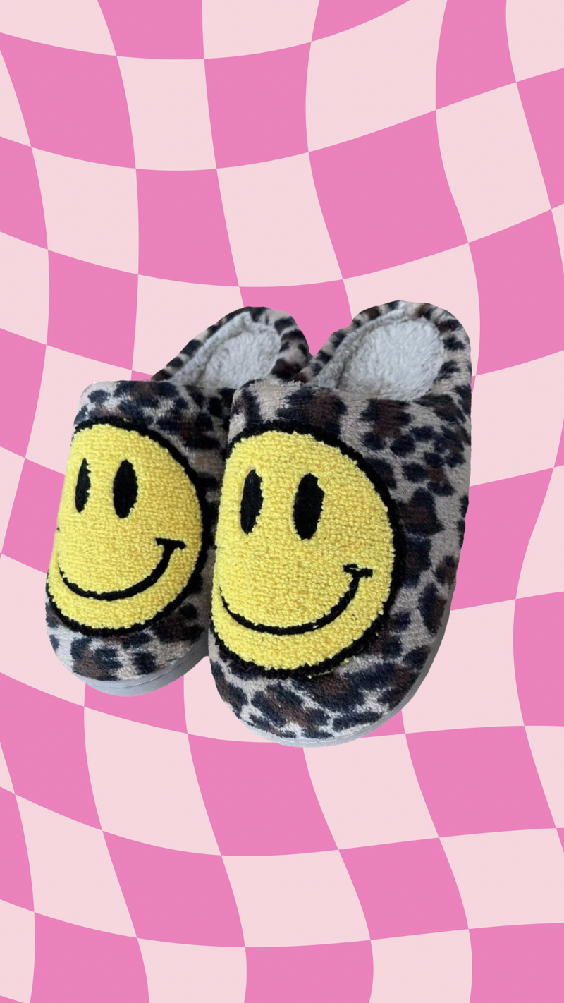 Cheetah Smiley Slippers