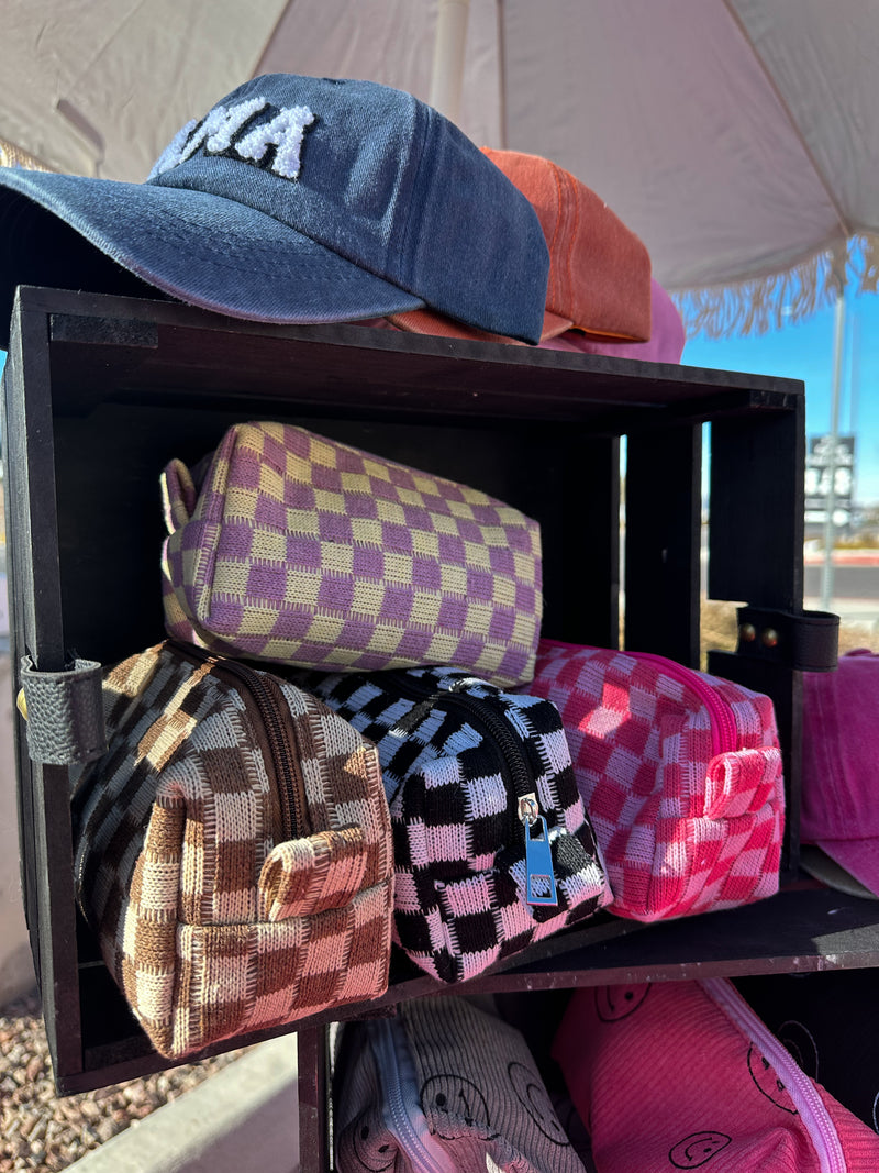 Checkered Cosmetic Bag