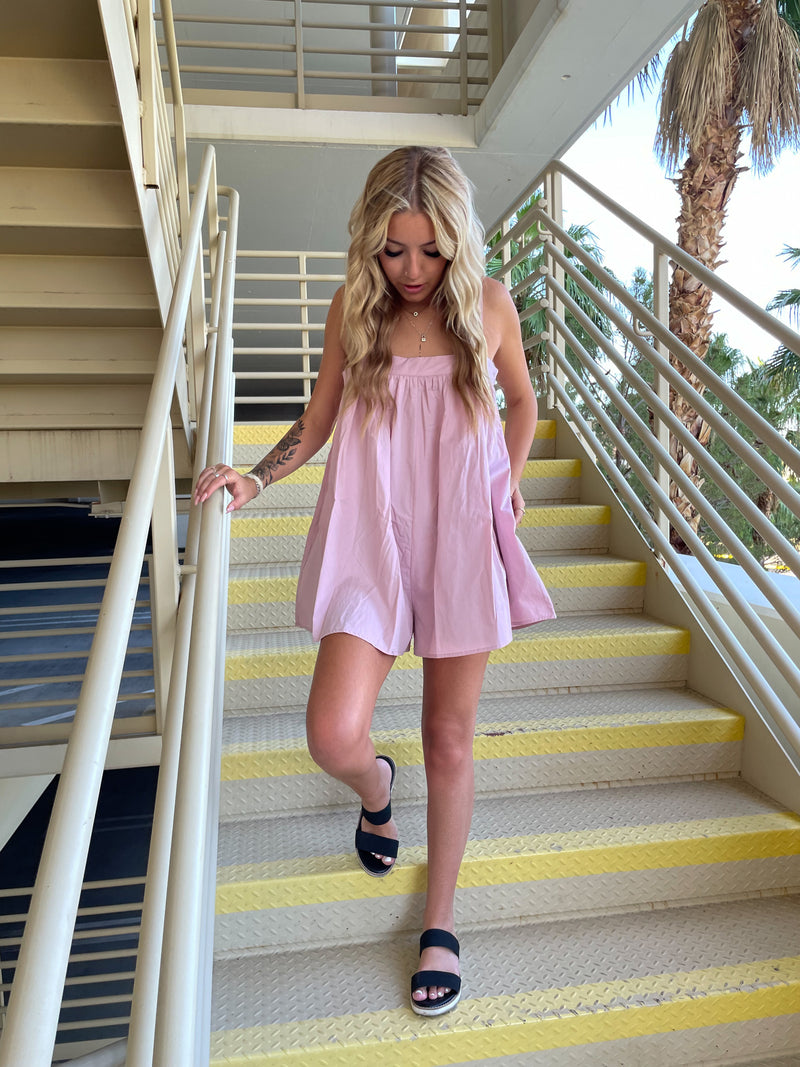 The Moment Romper in Pastel Pink