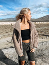 Powder Mocha Puff Bomber Jacket