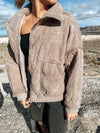 Powder Mocha Puff Bomber Jacket