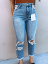 High Rise Distressed Mom Jeans