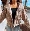 Powder Mocha Puff Bomber Jacket