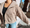 Powder Mocha Puff Bomber Jacket