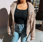 Powder Mocha Puff Bomber Jacket